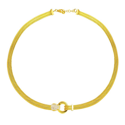14K Yellow Gold Trabzon Mesh Cubic Zirconia Set (26.08 g)