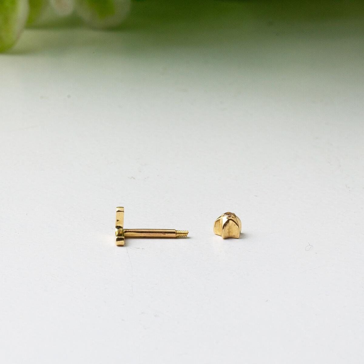 14K Yellow Gold Tragus Piercing Earrings (0.4 g)