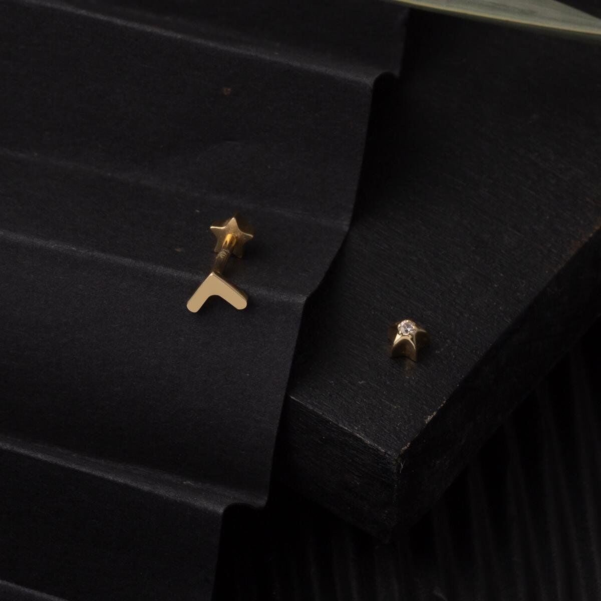 14K Yellow Gold Tragus Piercing Earrings (0.4 g)