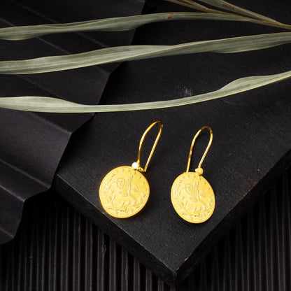 14K Yellow Gold Ottoman Tughra Earrings