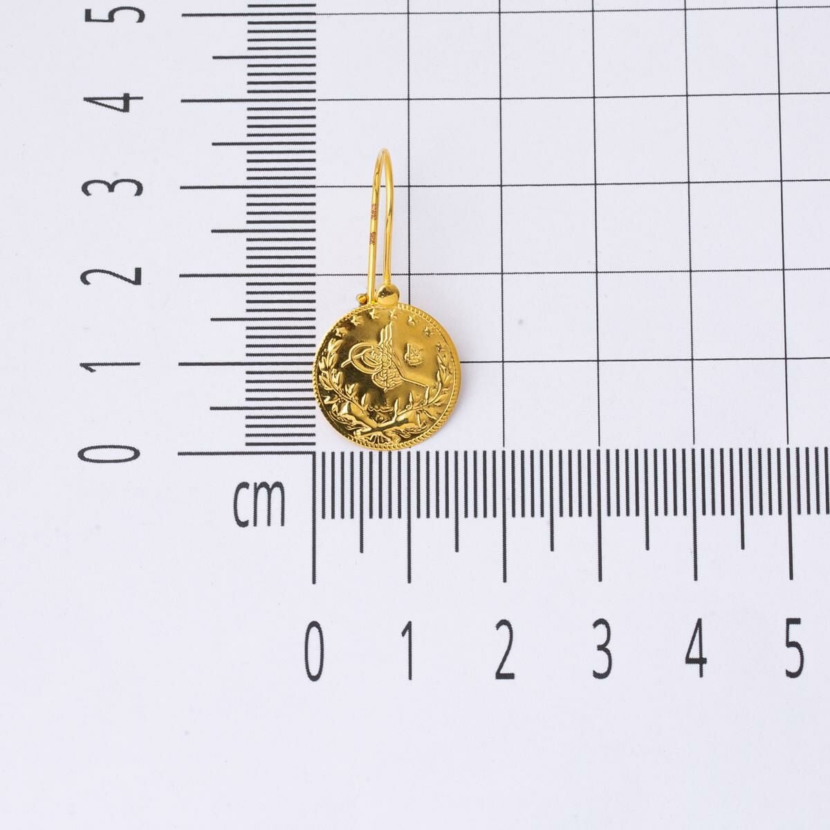 14K Yellow Gold Ottoman Tughra Earrings