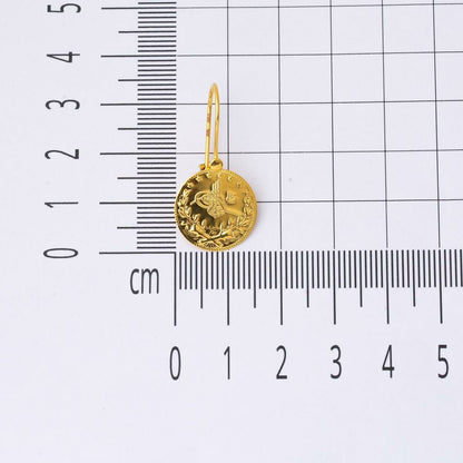14K Yellow Gold Ottoman Tughra Earrings