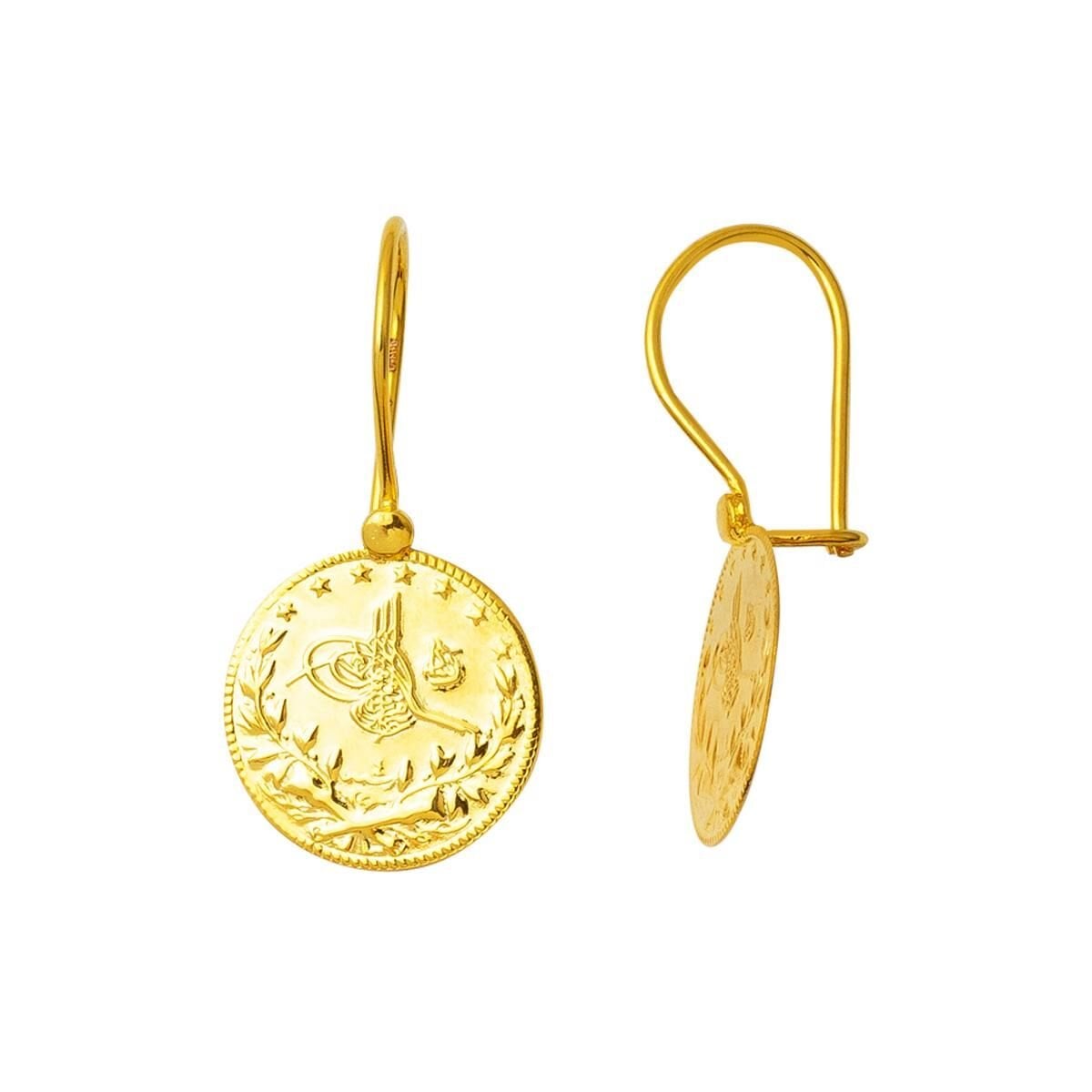 14K Yellow Gold Ottoman Tughra Earrings