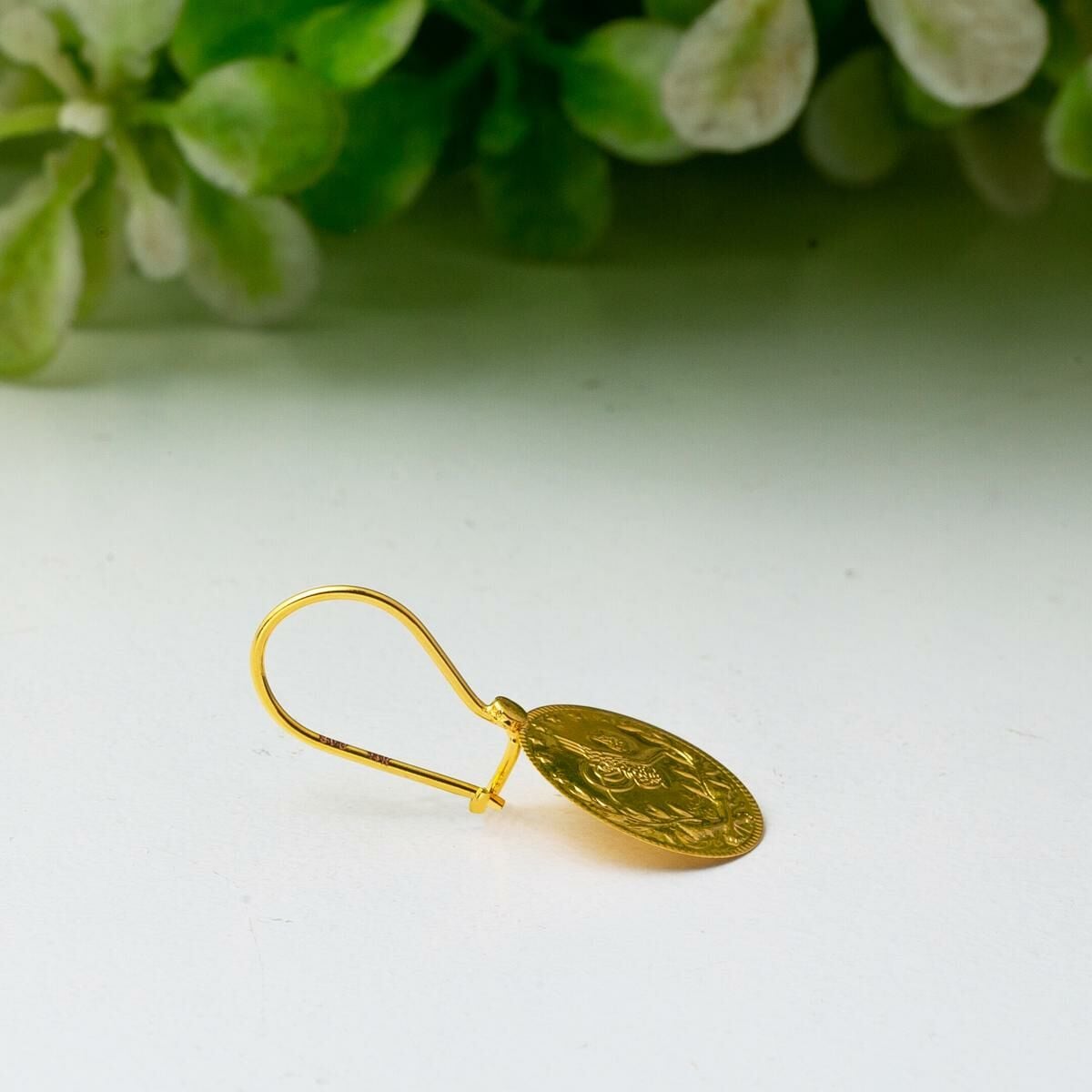 14K Yellow Gold Ottoman Tughra Earrings