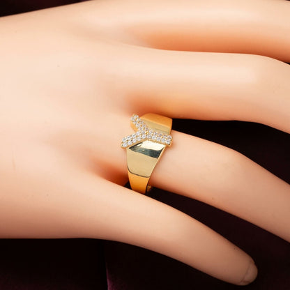 14K Yellow Gold Initial Y Cubic Zirconia Ring
