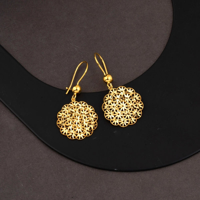 14K Yellow Gold Flower of Life Dangle Earrings (3.21 g)