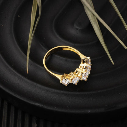 14K Yellow Gold Stepped Five Stone Cubic Zirconia Ring