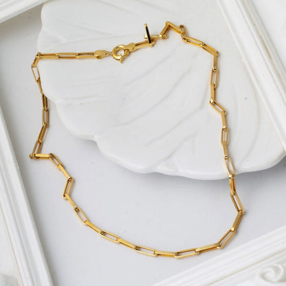 14K Yellow Gold Wide Paperclip Chain Necklace (6.17 g)