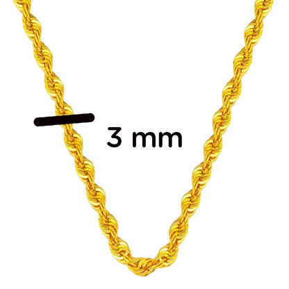 14K Yellow Gold Mirror Twisted Chain 50 cm