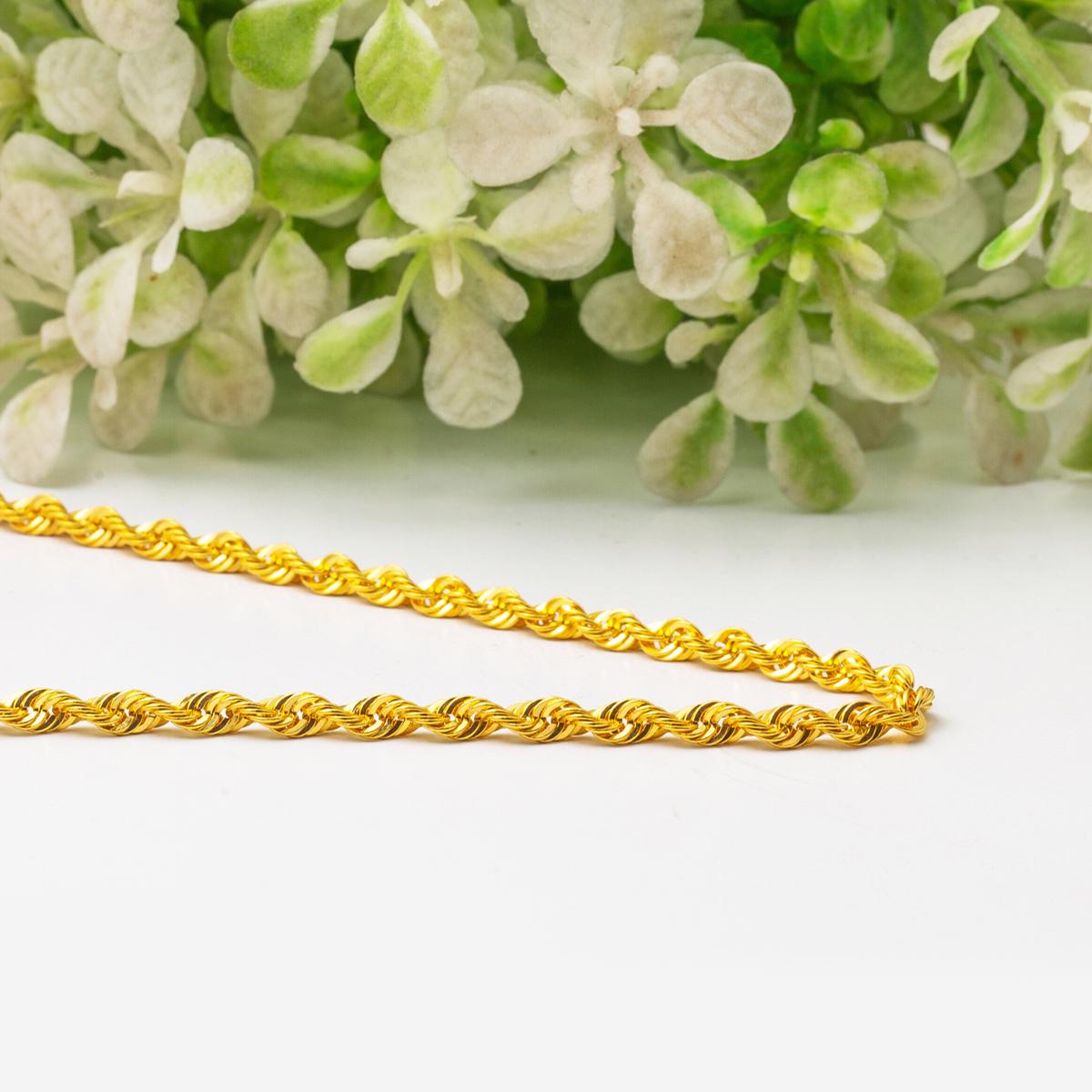 14K Yellow Gold Mirror Twisted Chain 50 cm