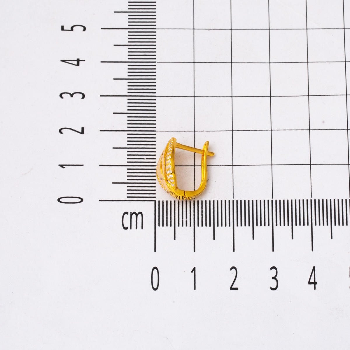 14K Yellow Gold Almond Leaf Cubic Zirconia Earrings