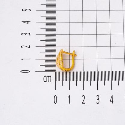 14K Yellow Gold Almond Leaf Cubic Zirconia Earrings