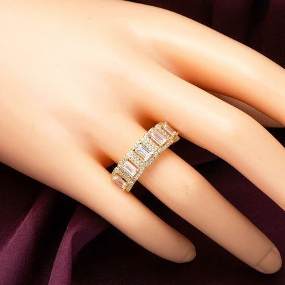 14K Yellow Gold Baguette Five Cubic Zirconia Ring