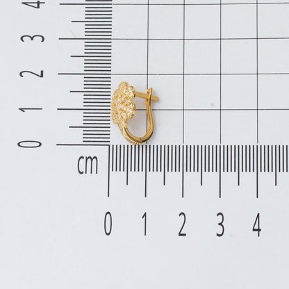 14K Yellow Gold Baguette Snowflake Cubic Zirconia Earrings