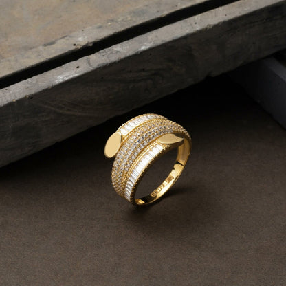 14K Yellow Gold Baguette Cubic Zirconia Women's Ring (3.03 g)