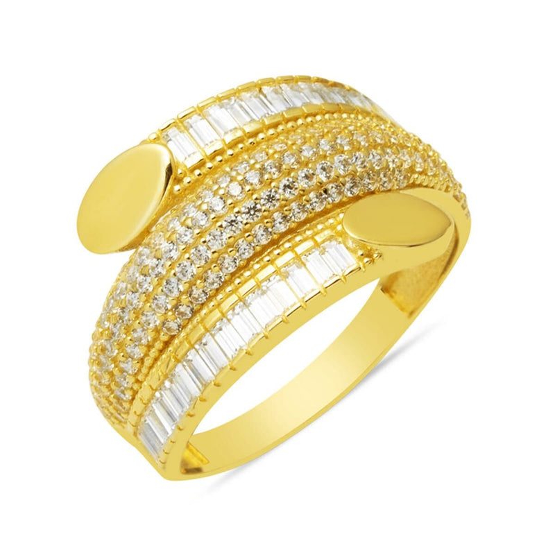 14K Yellow Gold Baguette Cubic Zirconia Women's Ring (3.03 g)