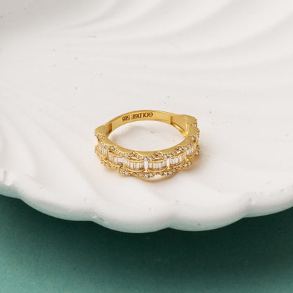 14K Yellow Gold Baguette Half Eternity Cubic Zirconia Ring (2.24 g)