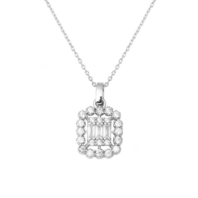 14K White Gold Minimalist Baguette Cubic Zirconia Necklace