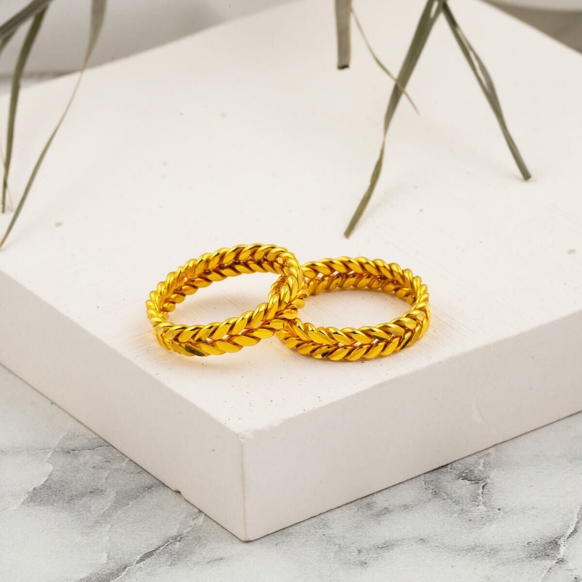 14K Yellow Gold Wheat Twisted Men's Ring