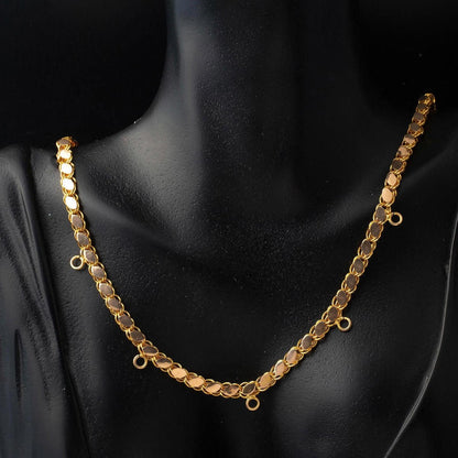 14K Yellow Gold Five Stackable Charm Chain Necklace 50 cm