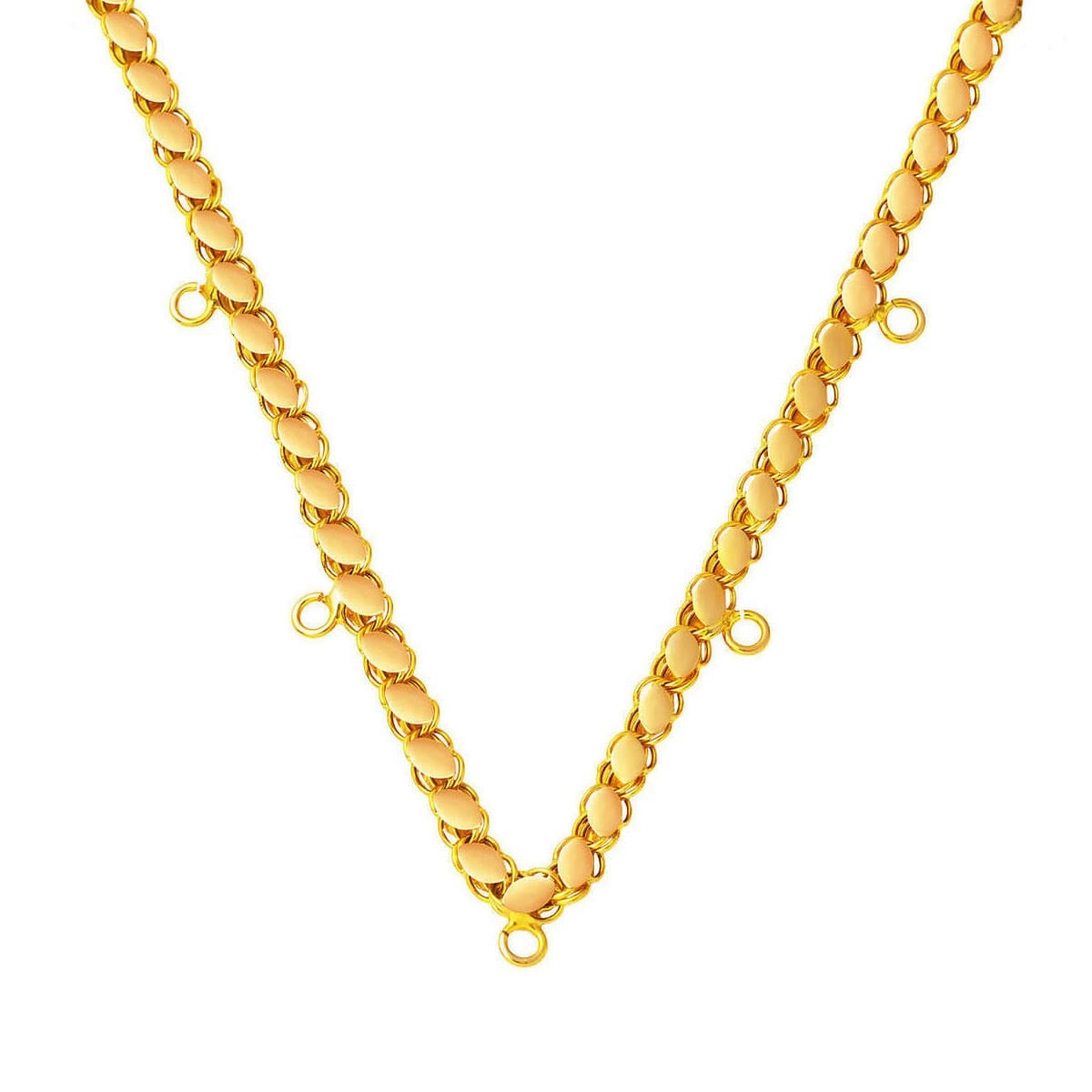 14K Yellow Gold Five Stackable Charm Chain Necklace 50 cm