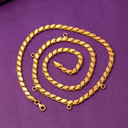 14K Yellow Gold Five Stackable Charm Chain Necklace 50 cm