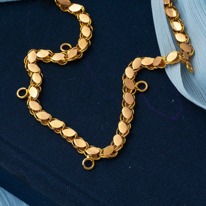 14K Yellow Gold Five Stackable Charm Chain Necklace 50 cm