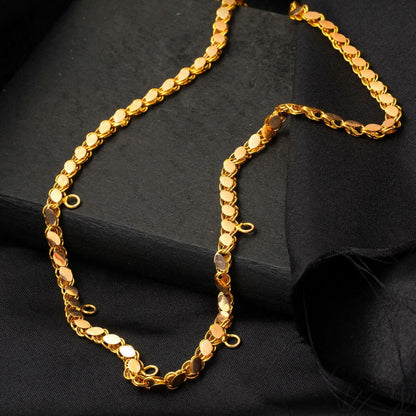 14K Yellow Gold Five Stackable Charm Chain Necklace 50 cm
