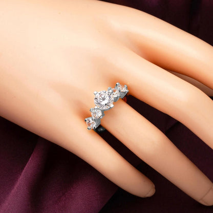 14K White Gold Five Stone Cubic Zirconia Ring