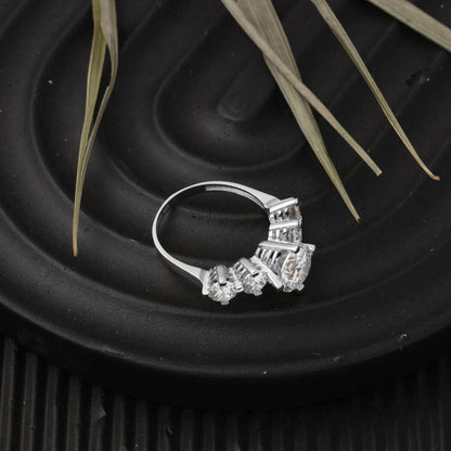 14K White Gold Five Stone Cubic Zirconia Ring