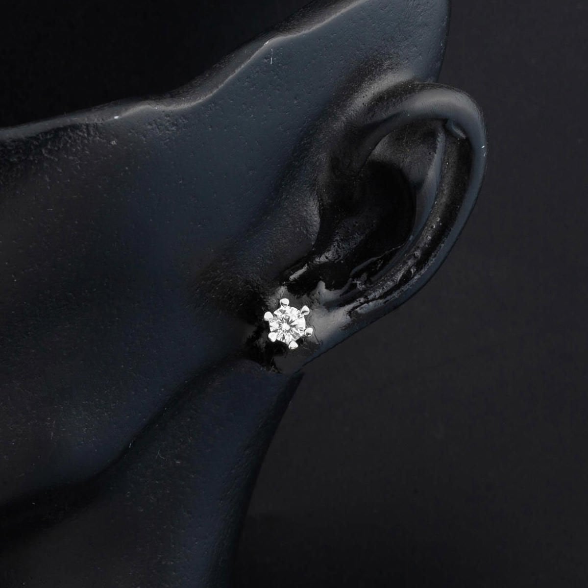 14K White Gold Six Prong Solitaire Cubic Zirconia Earrings