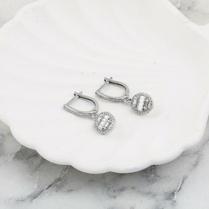 14K White Gold Baguette Cubic Zirconia Earrings