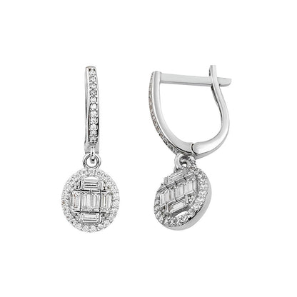 14K White Gold Baguette Cubic Zirconia Earrings