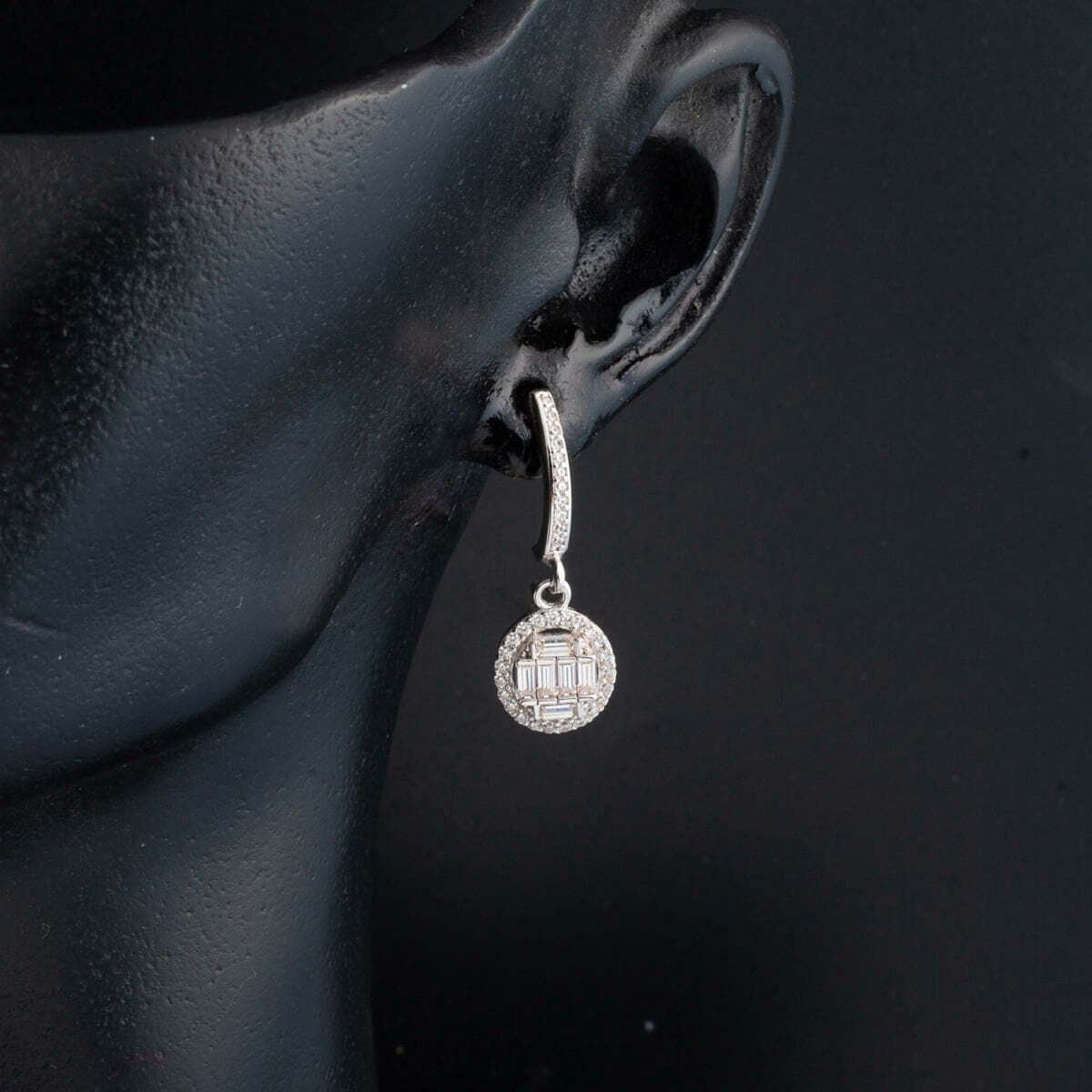 14K White Gold Baguette Cubic Zirconia Earrings