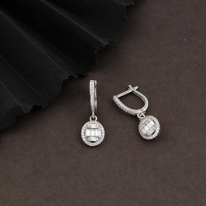 14K White Gold Baguette Cubic Zirconia Earrings