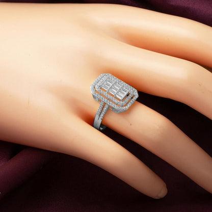 14K White Gold Baguette Cubic Zirconia Ring (2.71 g)
