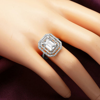 14K White Gold Baguette Cubic Zirconia Ring (4.08 g)