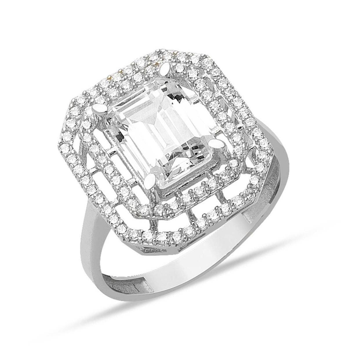 14K White Gold Baguette Cubic Zirconia Ring (4.08 g)