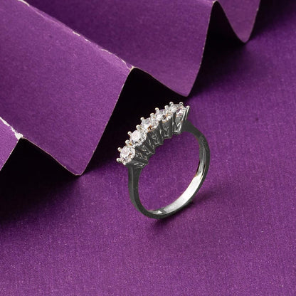 14K White Gold Five Stone Cubic Zirconia Ring (2.43 g)
