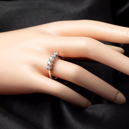 14K White Gold Five Stone Cubic Zirconia Ring (2.43 g)
