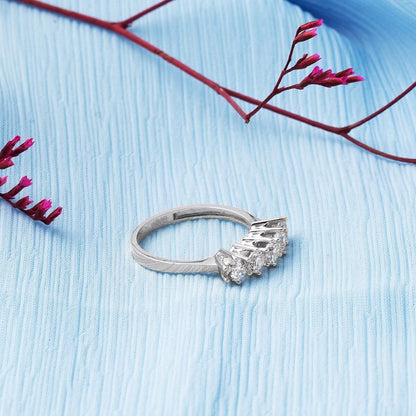 14K White Gold Five Stone Cubic Zirconia Ring (2.43 g)