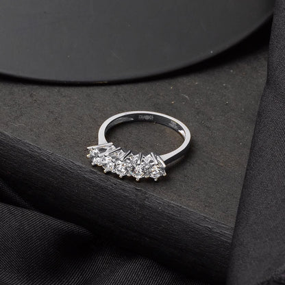 14K White Gold Five Stone Cubic Zirconia Ring (2.43 g)