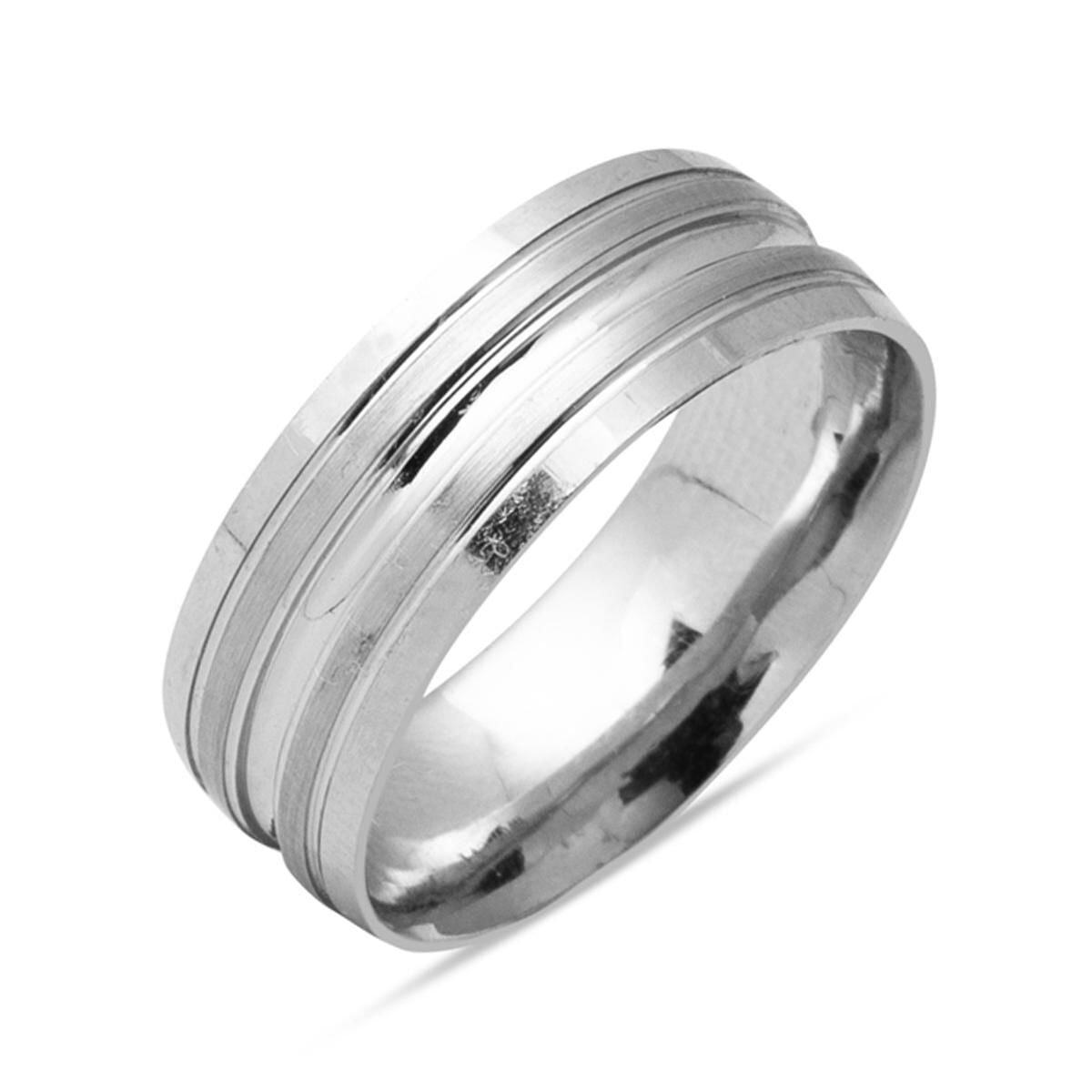 14K White Gold Men's Wedding Band Ring