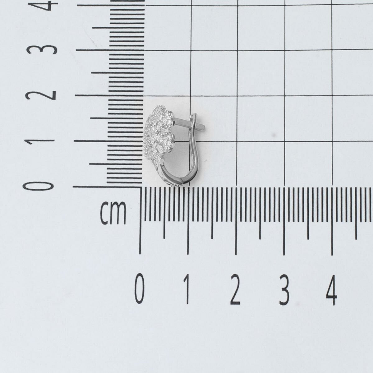 14K White Gold Snowflake Baguette Cubic Zirconia Earrings