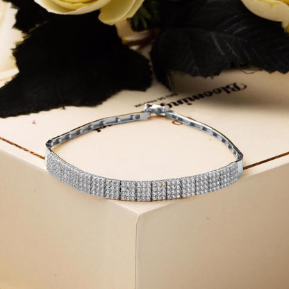 14K White Gold Tennis Cubic Zirconia Bracelet