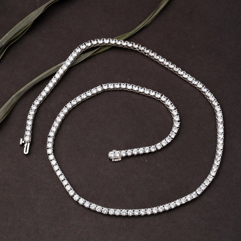 14K White Gold Tennis Cubic Zirconia Collar Necklace (17.75 g)