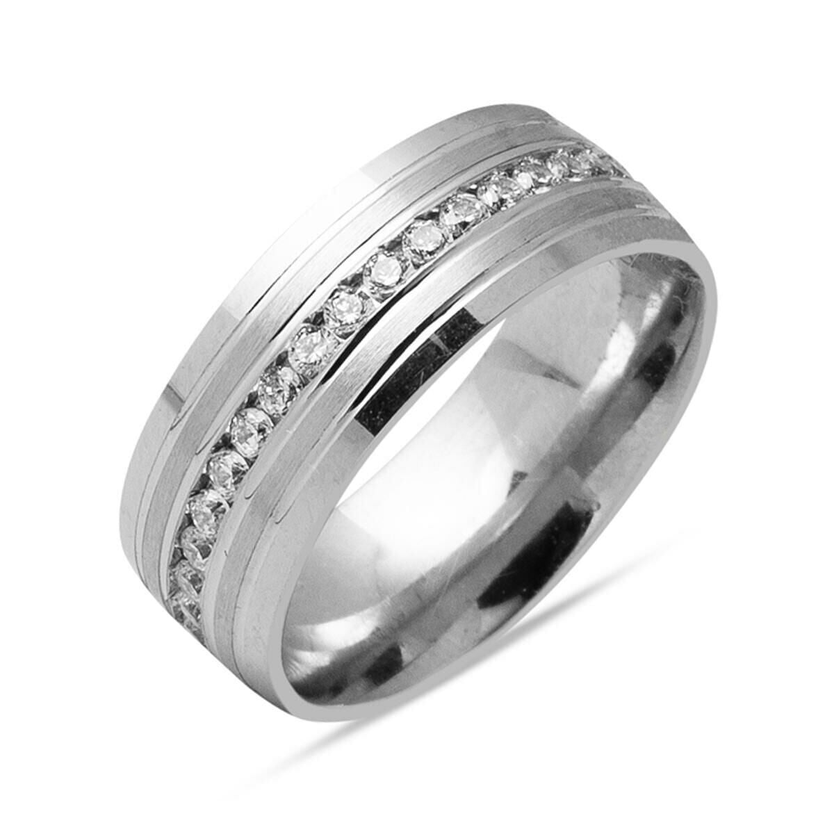 14K White Gold Women's Cubic Zirconia Wedding Band Ring