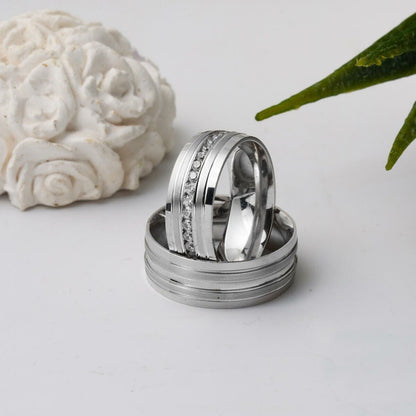14K White Gold Women's Cubic Zirconia Wedding Band Ring