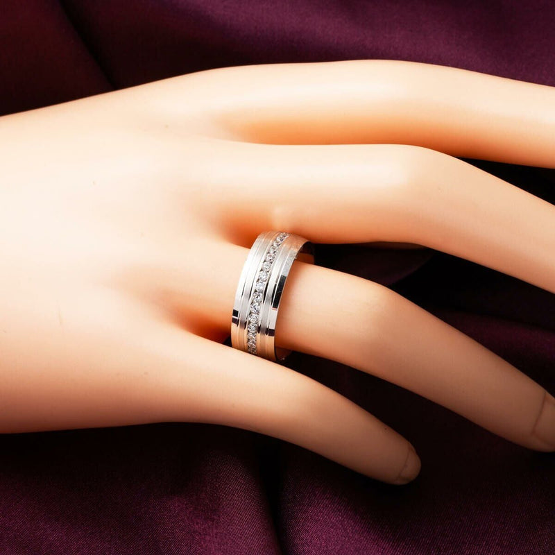 14K White Gold Women's Cubic Zirconia Wedding Band Ring
