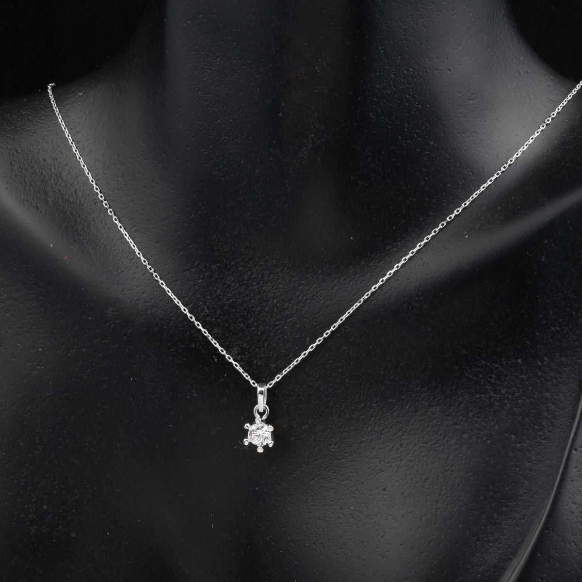 14K White Gold Minimalist Solitaire Cubic Zirconia Necklace